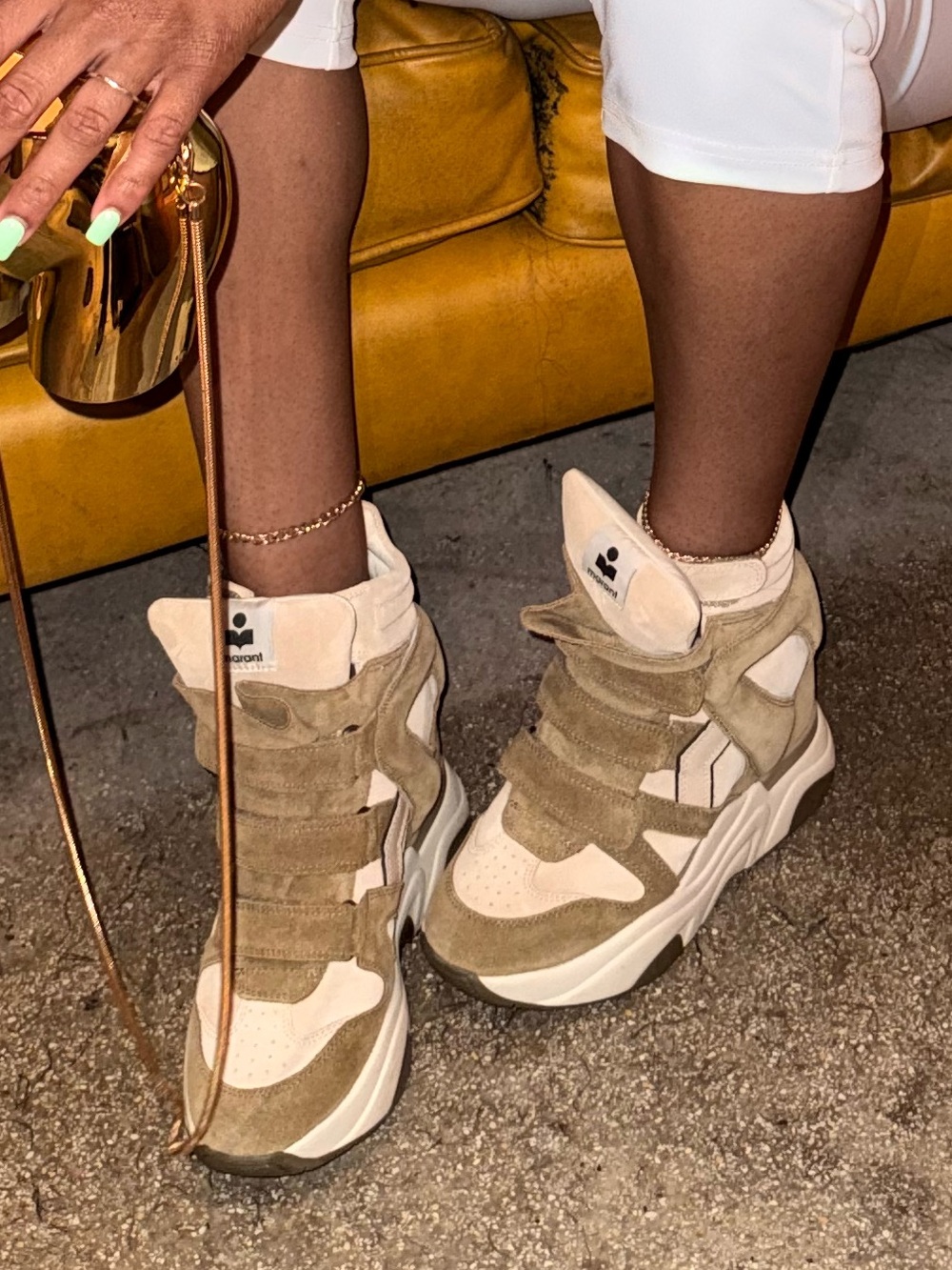 Isabel Marant Authentic Women’s High-Top Suede Wedge Sneakers in Beige